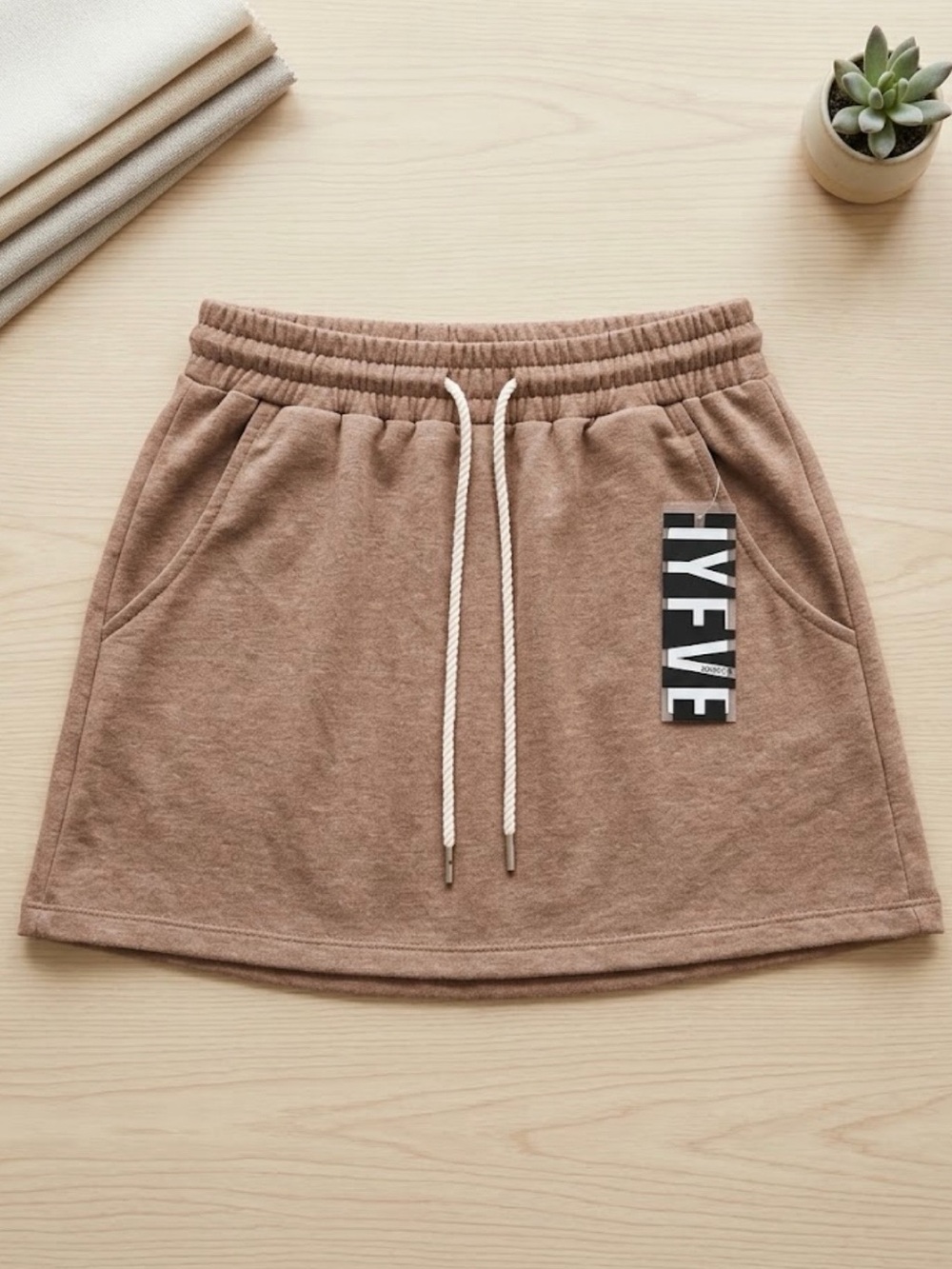 HYFVE NWT Tan Fleece Drawstring Sweat Skirt - Size Small
